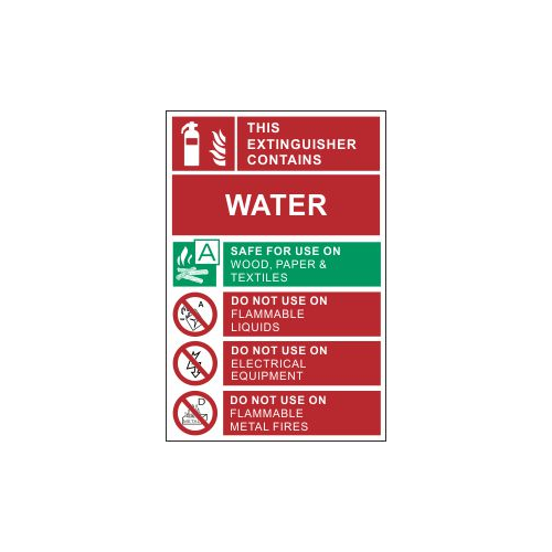 water extinguisher sign